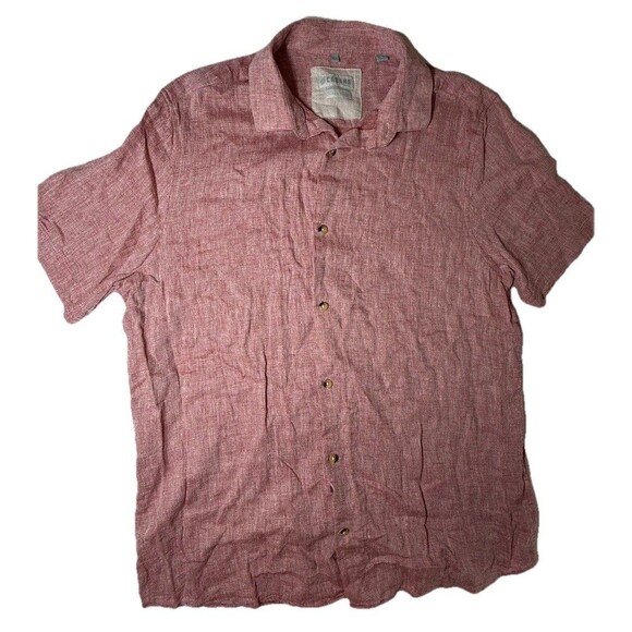 Cabana Shirt 100% Linen Button Down Size Large Men's Pink Short Sleeve - Picture 1 of 8